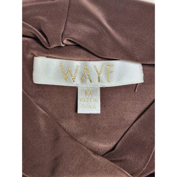 WAYF Women Joan Scrunch Neck Thong Bodysuit Brown Size Medium - Picture 7 of 9